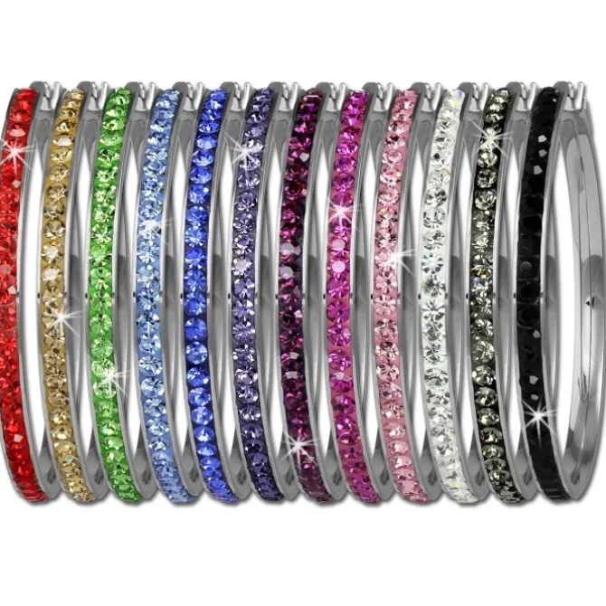 Amello Creole 50mm Edelstahl Zirkonias weiß Ohrring ESOS05W