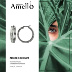Amello Creole 30mm Edelstahl Zirkonias weiß Ohrring ESOS04W