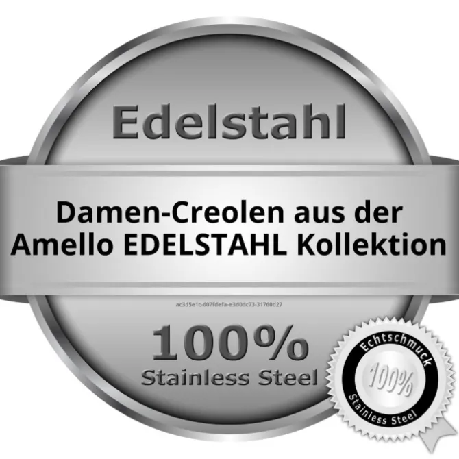 Amello Creole 50mm Edelstahl Zirkonias weiß Ohrring ESOS05W