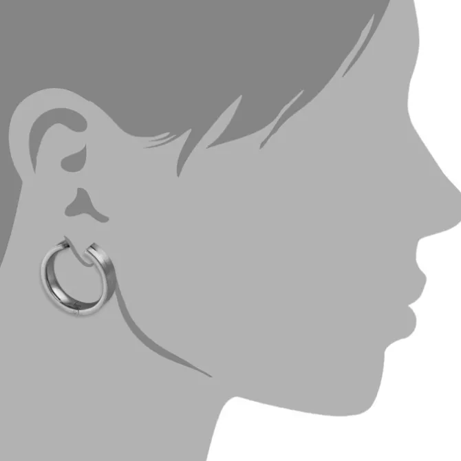 Amello Creole 25mm matt/glanz Edelstahl Ohrring ESOS812