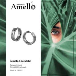 Amello Creole 25mm matt/glanz Edelstahl Ohrring ESOS812