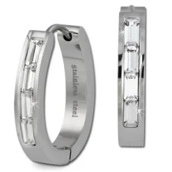 Amello Creole Oval Edelstahl Zirkonia weiß Damen Ohrring ESOS08W
