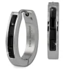Amello Creole Oval Edelstahl Zirkonia schwarz Damen Ohrring ESOS08S