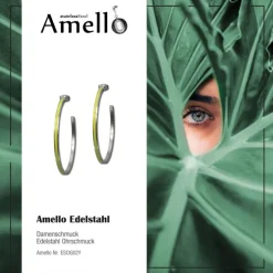 Amello Creolen Emaille gelb Ohrringe Damen Edelstahl ESOG02Y