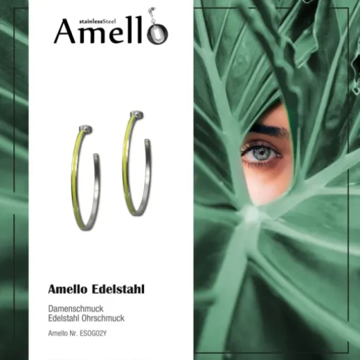 Amello Creolen Emaille gelb Ohrringe Damen Edelstahl ESOG02Y