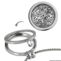 Amello Edelstahl Coin Blumen 25mm für Coinsfassung Edelstahlschmuck ESC631J