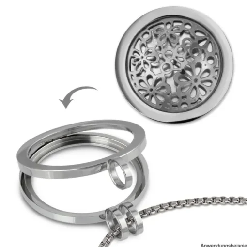 Amello Edelstahl Coin Blumen 25mm für Coinsfassung Edelstahlschmuck ESC631J
