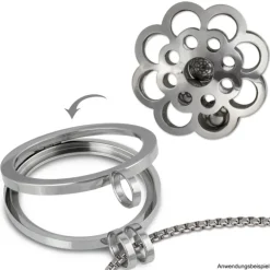 Amello Edelstahl Coin Blume klingend für Coinsfassung Stahlschmuck ESC527J