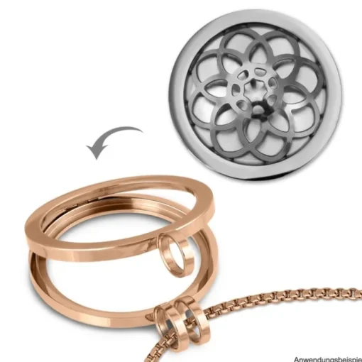 Amello Edelstahl Coin Blume 25mm für Coinsfassung Edelstahlschmuck ESC630J
