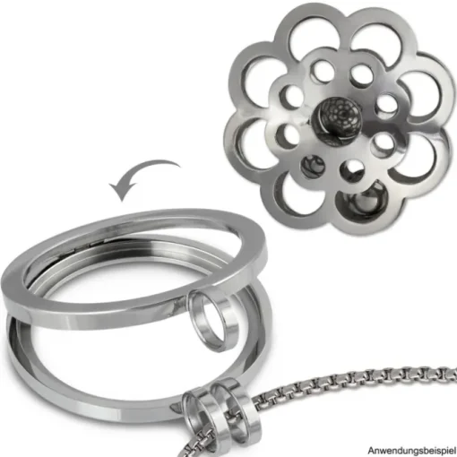 Amello Edelstahl Coin Blume klingend für Coinsfassung Stahlschmuck ESC527J
