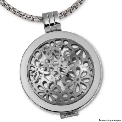 Amello Edelstahl Coin Blumen 25mm für Coinsfassung Edelstahlschmuck ESC631J