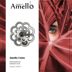 Amello Edelstahl Coin Blume klingend für Coinsfassung Stahlschmuck ESC527J