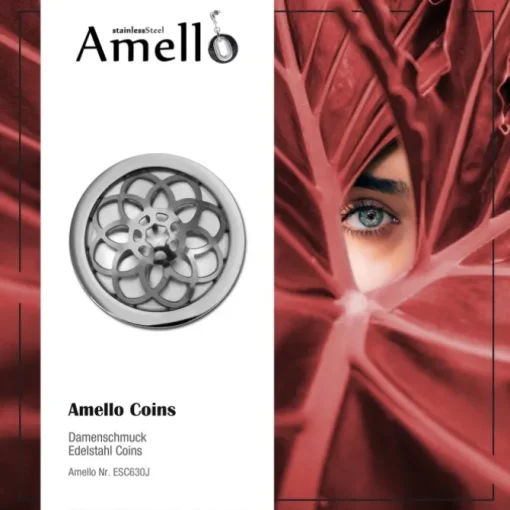 Amello Edelstahl Coin Blume 25mm für Coinsfassung Edelstahlschmuck ESC630J