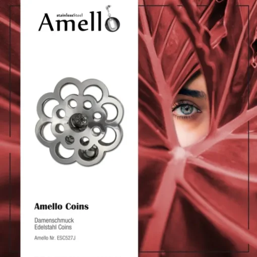 Amello Edelstahl Coin Blume klingend für Coinsfassung Stahlschmuck ESC527J