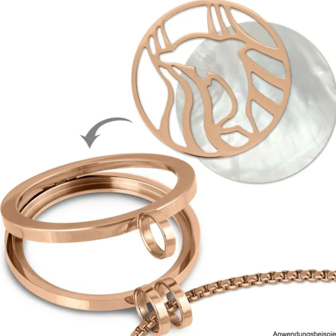 Amello Edelstahl Coin Delfin rosegold für Coinsfassung Stahlschmuck ESC521E