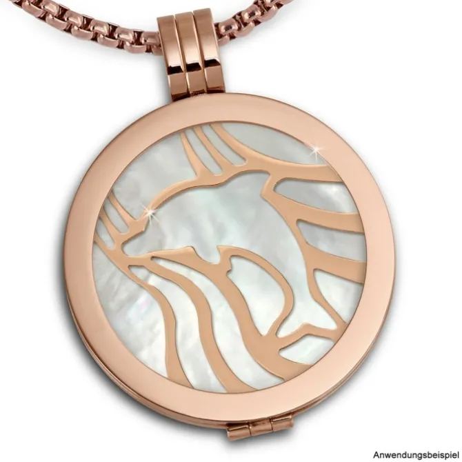 Amello Edelstahl Coin Delfin rosegold für Coinsfassung Stahlschmuck ESC521E