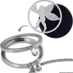 Amello Edelstahl Coin Engel silber für Coinsfassung Edelstahlschmuck ESC514J