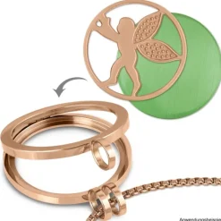 Amello Edelstahl Coin Engel rosegold für Coinsfassung Stahlschmuck ESC514E