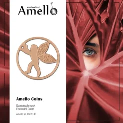 Amello Edelstahl Coin Engel rosegold für Coinsfassung Stahlschmuck ESC514E