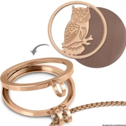 Amello Edelstahl Coin Eule 30mm rosegold für Coinsfassung Edelstahl ESC520E