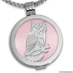 Amello Edelstahl Coin Eule 30mm silber für Coinsfassung Stahlschmuck ESC520J