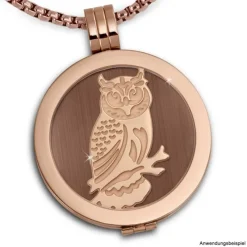 Amello Edelstahl Coin Eule 30mm rosegold für Coinsfassung Edelstahl ESC520E