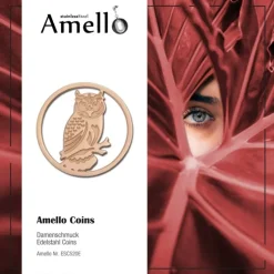 Amello Edelstahl Coin Eule 30mm rosegold für Coinsfassung Edelstahl ESC520E