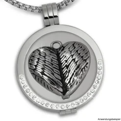Amello Edelstahl Coin Flügelherz 30mm Silber Edelstahlschmuck ESC529J