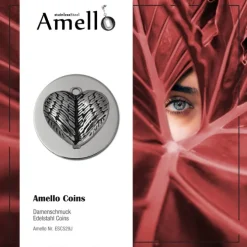 Amello Edelstahl Coin Flügelherz 30mm Silber Edelstahlschmuck ESC529J
