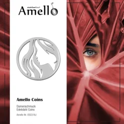 Amello Edelstahl Coin Frau 30mm silber für Coinsfassung Stahlschmuck ESC518J