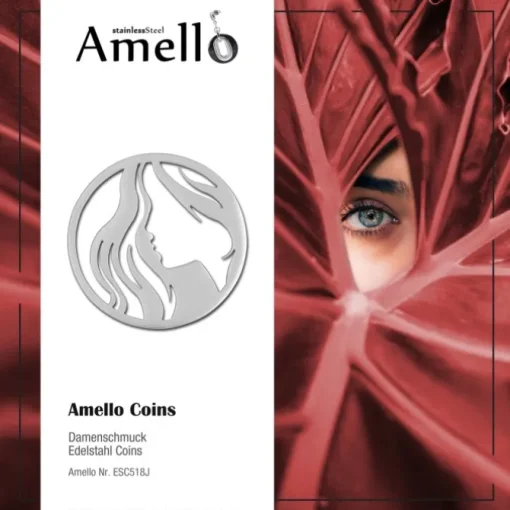 Amello Edelstahl Coin Frau 30mm silber für Coinsfassung Stahlschmuck ESC518J