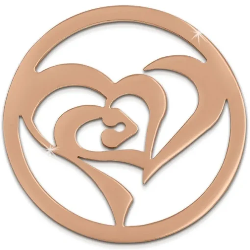Amello Edelstahl Coin Herz in Herz rosegold Coinsfassung Stahlschmuck ESC516E