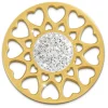 Amello Edelstahl Coin Herzblume vergoldet Zirkonia weiß Stahlschmuck ESC519YW