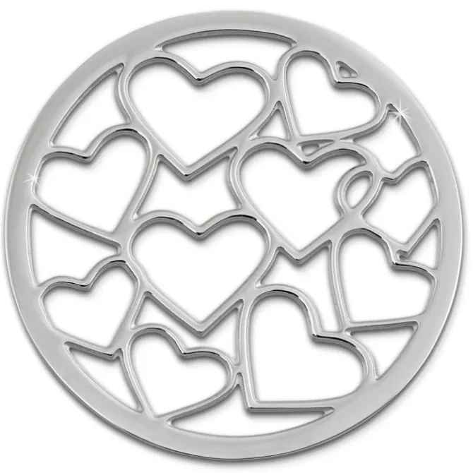 Amello Edelstahl Coin Herzen 30mm silber für Coinsfassung Schmuck ESC504J