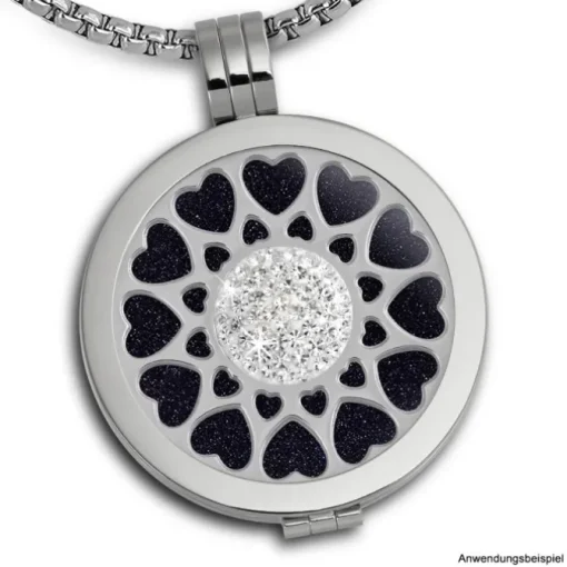 Amello Edelstahl Coin Herzblume Silber Zirkonia weiß Stahlschmuck ESC519JW