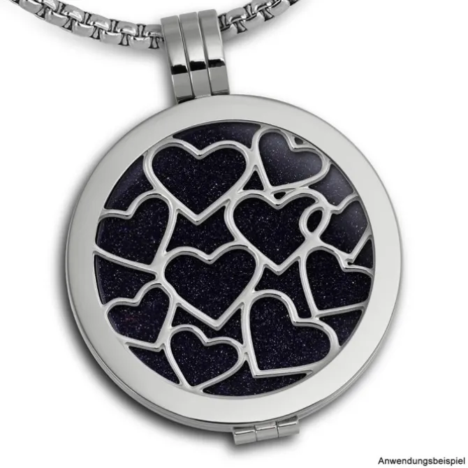 Amello Edelstahl Coin Herzen 30mm silber für Coinsfassung Schmuck ESC504J