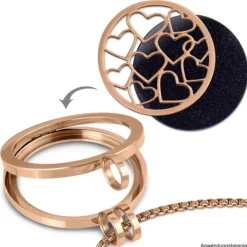 Amello Edelstahl Coin Herzen rosegold für Coinsfassung Stahlschmuck ESC504E