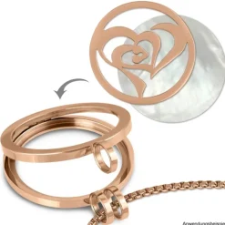 Amello Edelstahl Coin Herz in Herz rosegold Coinsfassung Stahlschmuck ESC516E