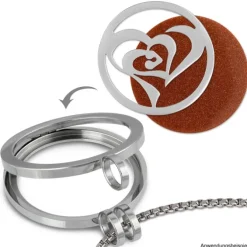 Amello Edelstahl Coin Herz in Herz silber für Coinsfassung Schmuck ESC516J