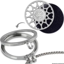 Amello Edelstahl Coin Herzblume Silber Zirkonia weiß Stahlschmuck ESC519JW