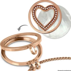 Amello Edelstahl Coin Herz 30mm rosegold Zirkonia weiß Stahlschmuck ESC525EW