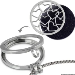 Amello Edelstahl Coin Herzen 30mm silber für Coinsfassung Schmuck ESC504J