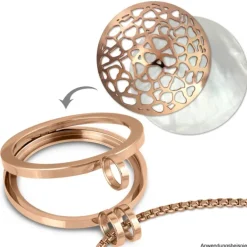 Amello Edelstahl Coin Herzen gewölbt rose für Fassung Stahlschmuck ESC526E