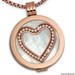 Amello Edelstahl Coin Herz 30mm rosegold Zirkonia weiß Stahlschmuck ESC525EW