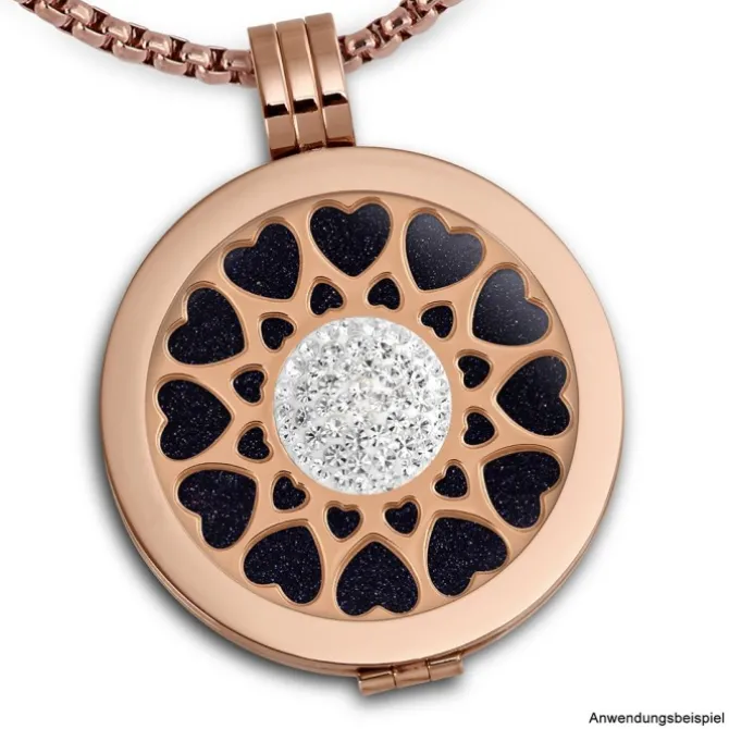 Amello Edelstahl Coin Herzblume rosegold Zirkonia weiß Stahlschmuck ESC519EW