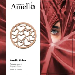 Amello Edelstahl Coin Herzen rosegold für Coinsfassung Stahlschmuck ESC504E