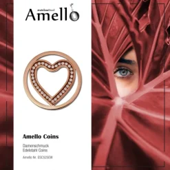 Amello Edelstahl Coin Herz 30mm rosegold Zirkonia weiß Stahlschmuck ESC525EW