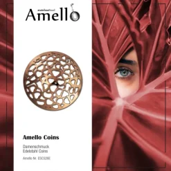 Amello Edelstahl Coin Herzen gewölbt rose für Fassung Stahlschmuck ESC526E