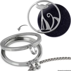 Amello Edelstahl Coin Katze silber für Coinsfassung Edelstahlschmuck ESC531J