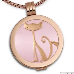 Amello Edelstahl Coin Katze rosegold für Coinsfassung Stahlschmuck ESC531E